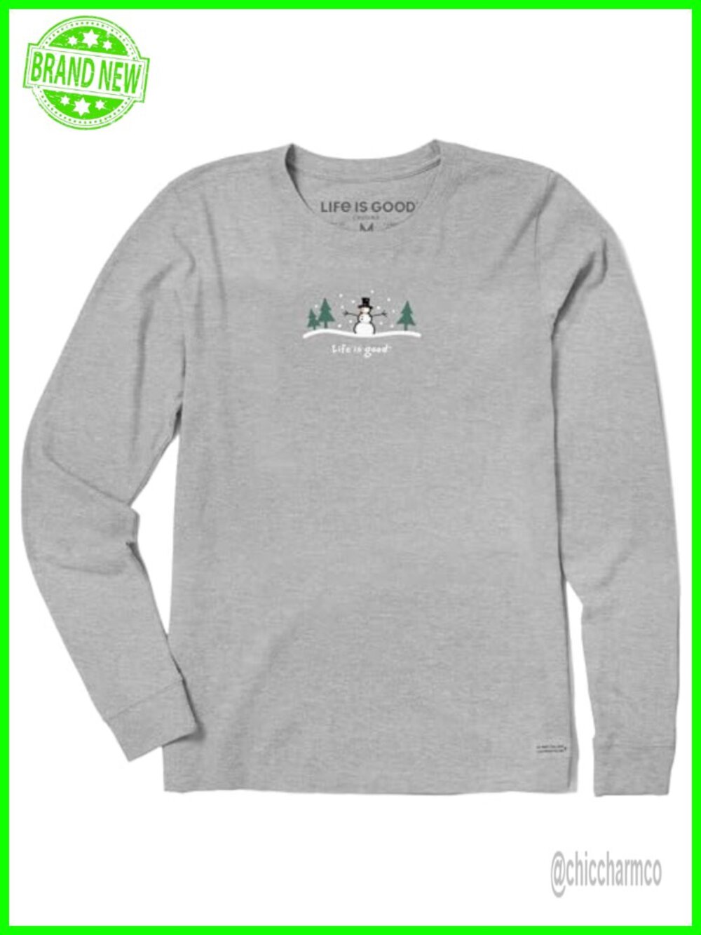 Life is Good Snowman Outdoor Cotton Tee Short Sleeve Crew Neck T-Shirt